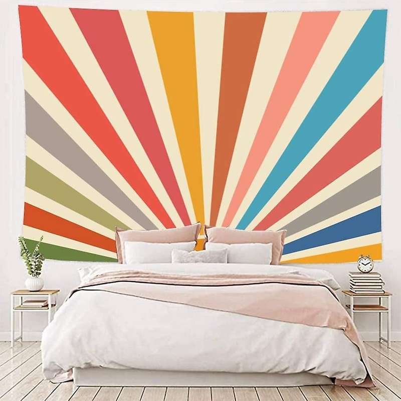 Sun Tapestry Boho Wall Hanging Rainbow Geometric Abstract 51 X 59inch