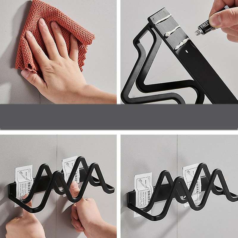 Punch-free Pot Cover Rack Knife Holder Kitchen Storage Rack(black)