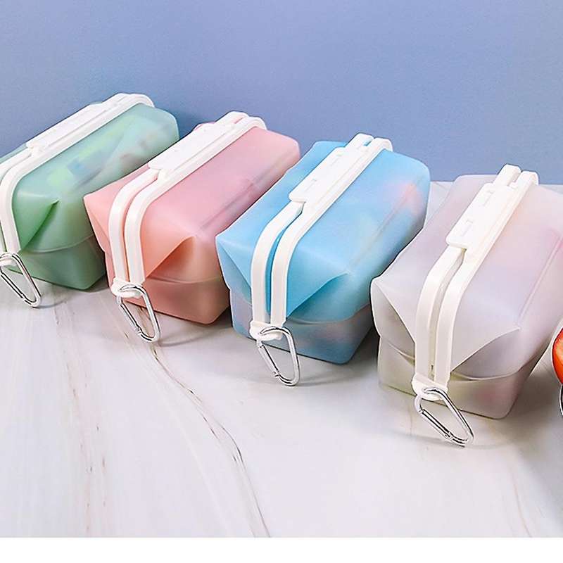 Silicone Food Bag Reusable Snack Bags Fresh-keeping Bag Pink