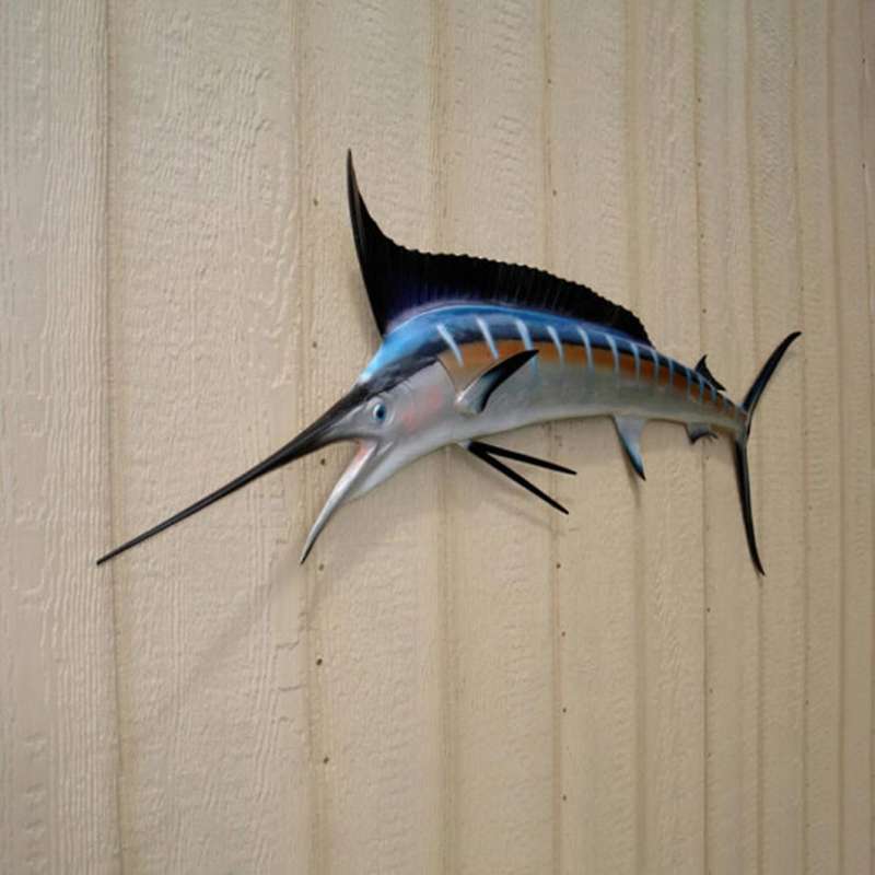 Wrought Iron Shark Pendant Metal Wall Mural Home Ornament,12x40cm