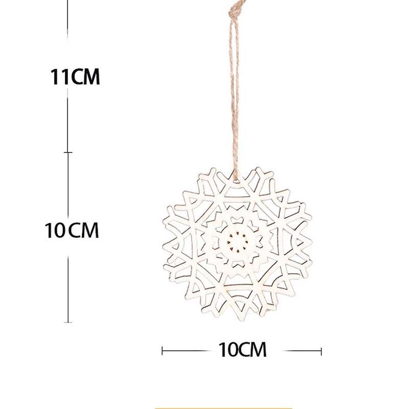 24pcs/box Vintage Snowflake Wooden Pendants Christmas Tree Decor A