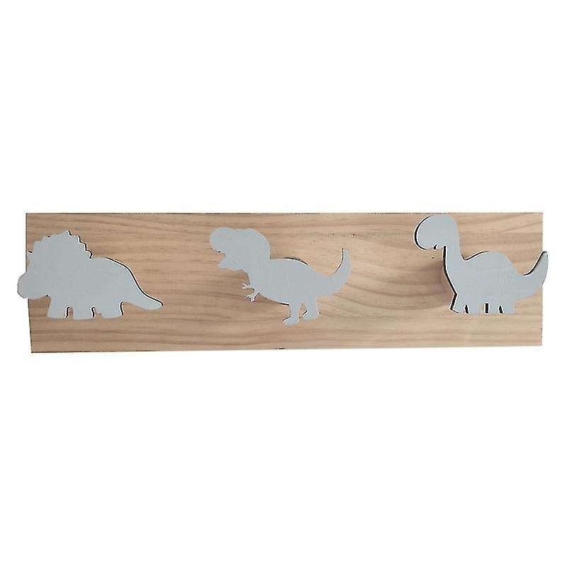 Kids Dinosaur Wall Mounted Coat Hooks Wooden Door Hanger -gray