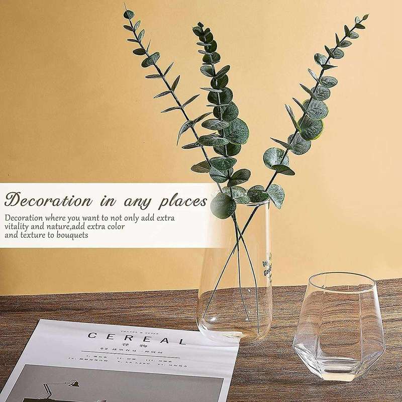 30 Pcs Artificial Eucalyptus Leaves Stem Short Branch