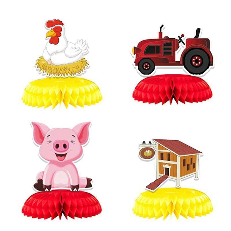9 Pcs Farm Theme Party Honeycomb Centerpieces Ornaments