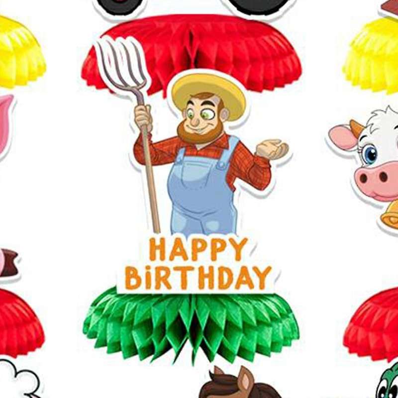 9 Pcs Farm Theme Party Honeycomb Centerpieces Ornaments