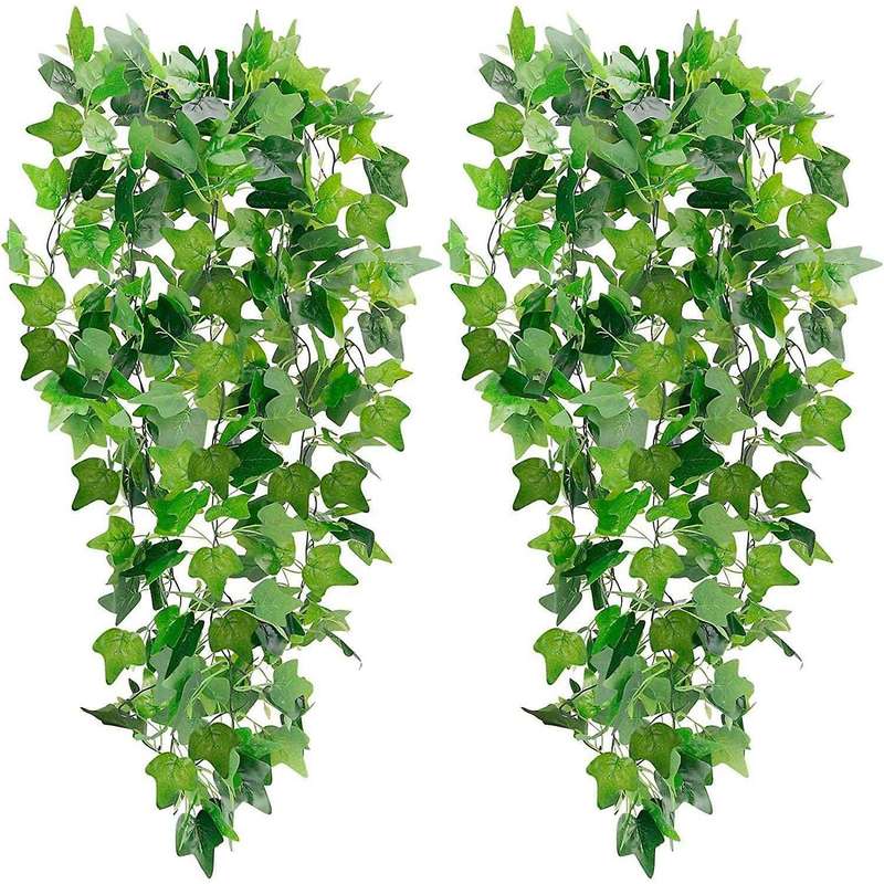 2pcs Artificial Hanging Plants Fake Ivy Garland Vine for Wall
