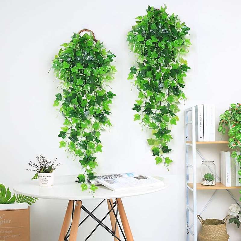 2pcs Artificial Hanging Plants Fake Ivy Garland Vine for Wall