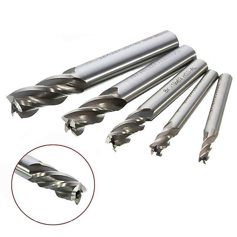 5pcs Straight Shank End Mill Cutter 4 Flute Drill Bit 4/6/8/10/12mm