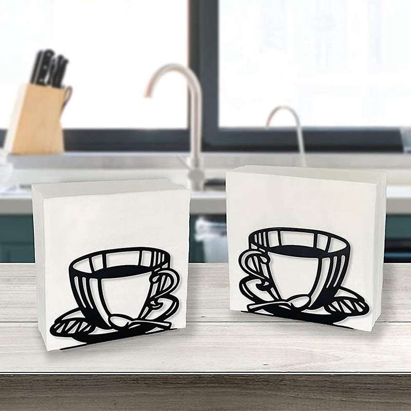 Napkin Holder for Kitchen, 2pcs Paper Black Napkin Dispenser Holders