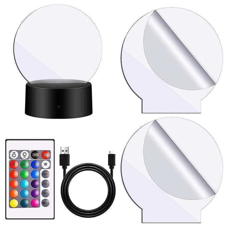 Diy 3d Night Light Base Set with Adjustable 7 Color Change Light