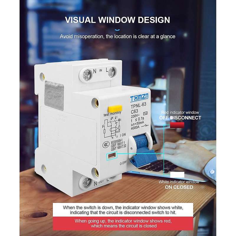 Tomzn Tpnl Dpnl 230v 1p+n Residual Current Circuit Breaker, Tpnl 63a
