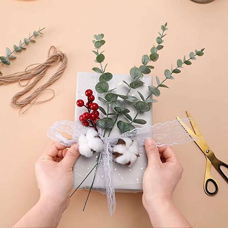 40pcs Artificial Eucalyptus Leaves for Floral Arrangement Decoration