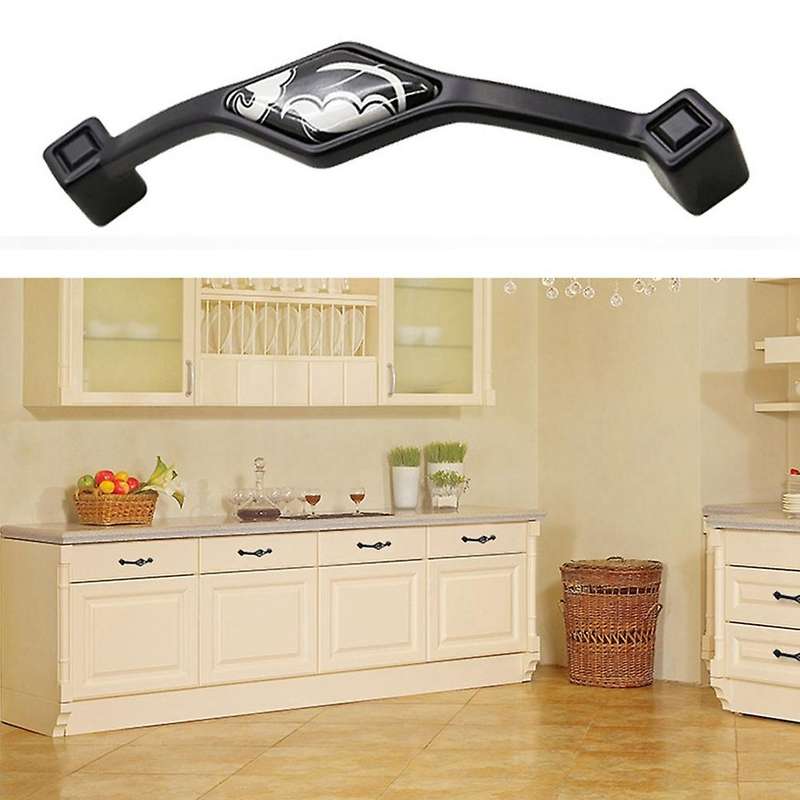 2pcs Cupboard Handles Black Zinc Alloy Door Handles for Home Kitchen