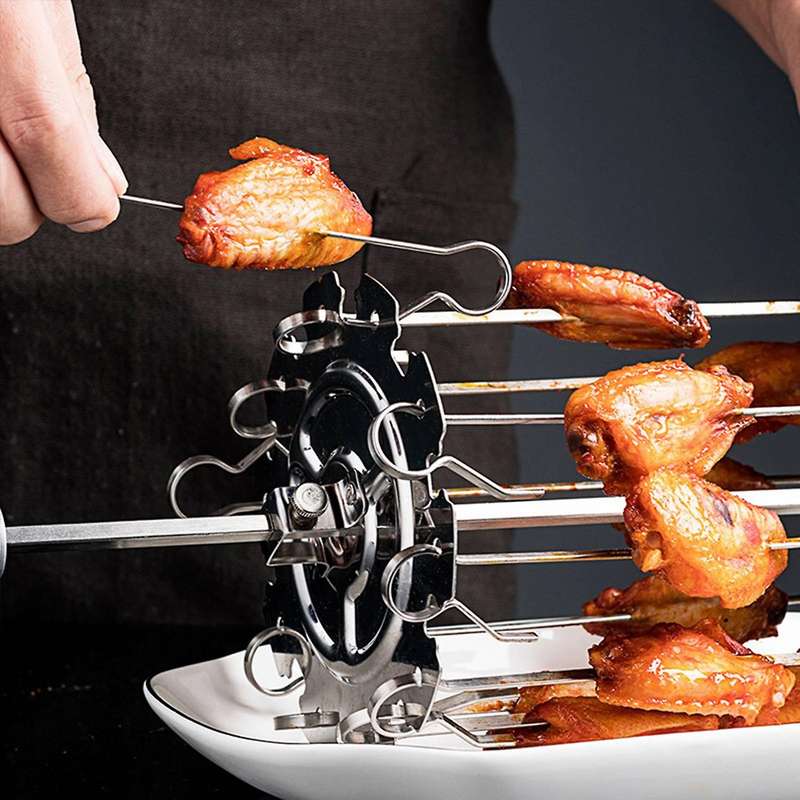 10 Fork Bbq Roaster Skewers Needle Cage without Middle Rotating Rod