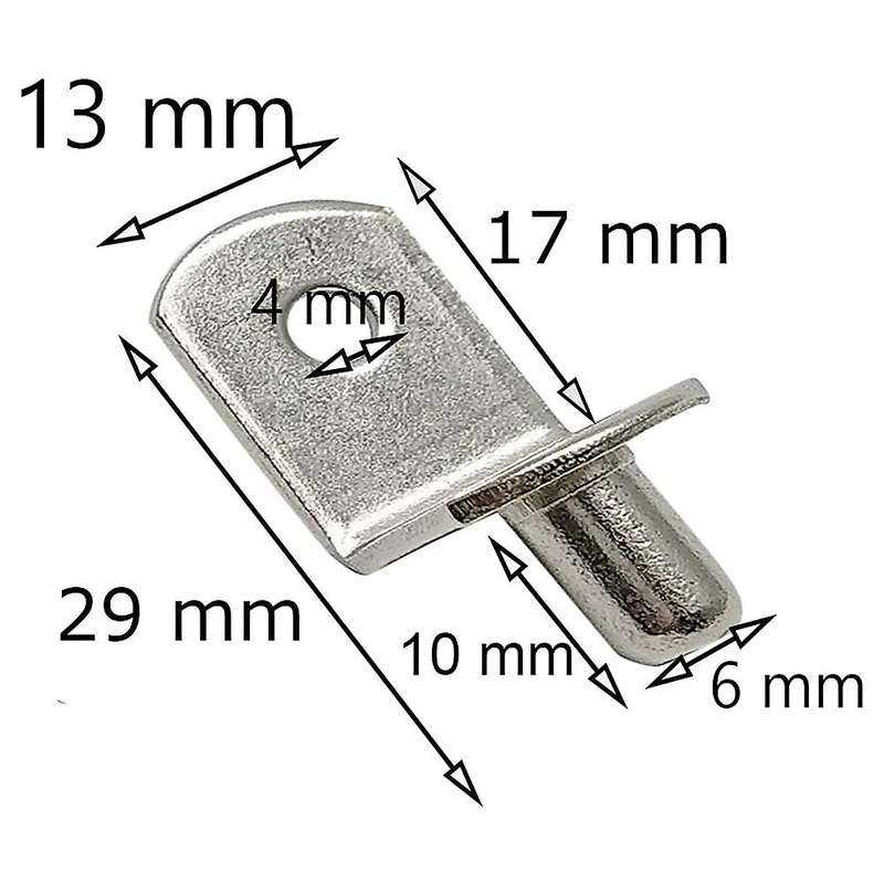 50 Pcs 6mm L-shaped Nickel Plated Shelf Bracket Pegs for Furniture