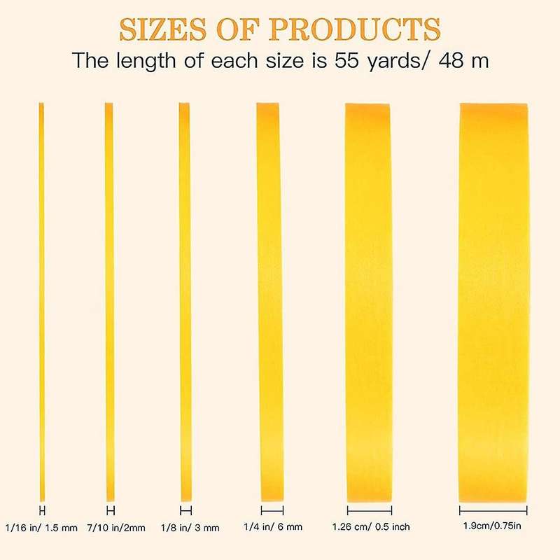 6 Rolls Fine Line Tape 1/16,7/10,1/8,1/4,1/2,3/4 Inch X 55 Yard