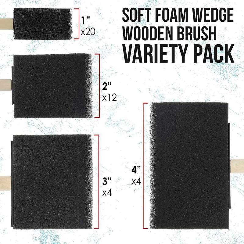 20pcs Foam Brush with Sponge Wood Handle for Acrylic, Stains, Crafts