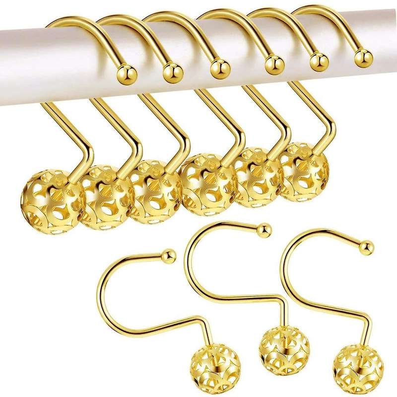 Gold Shower Curtain Hooks Rings,set Of 12 Decor ,metal for Bathroom