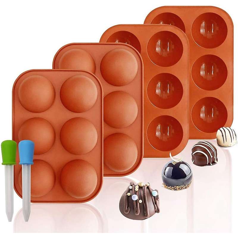 Silicone Molds with 6 Semi Sphere Holes, 4 Pack for Half Dome Mousse