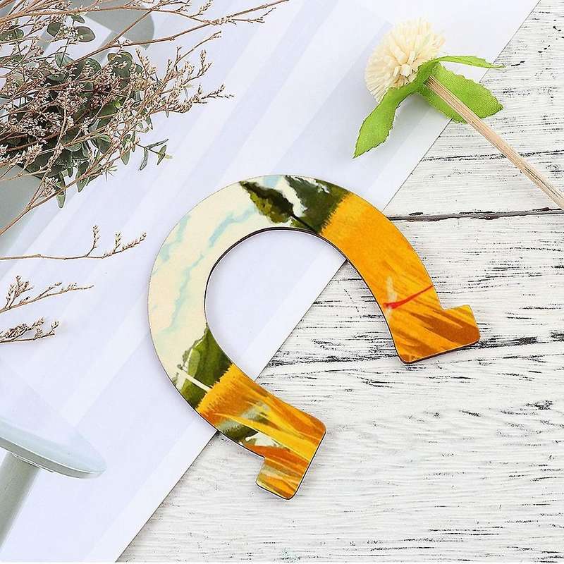 48pcs Diy Wooden Slices Unpainted Cut Horseshoe Chip Wooden Pieces