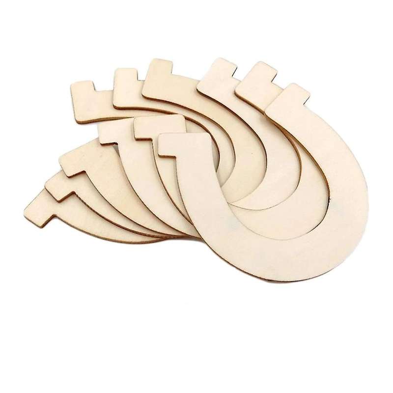 48pcs Diy Wooden Slices Unpainted Cut Horseshoe Chip Wooden Pieces