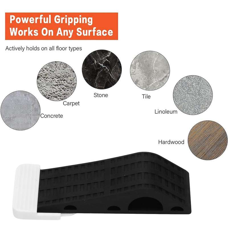 Door Stoppers Rubber Security Wedge for Concrete, Tile - Door Stop