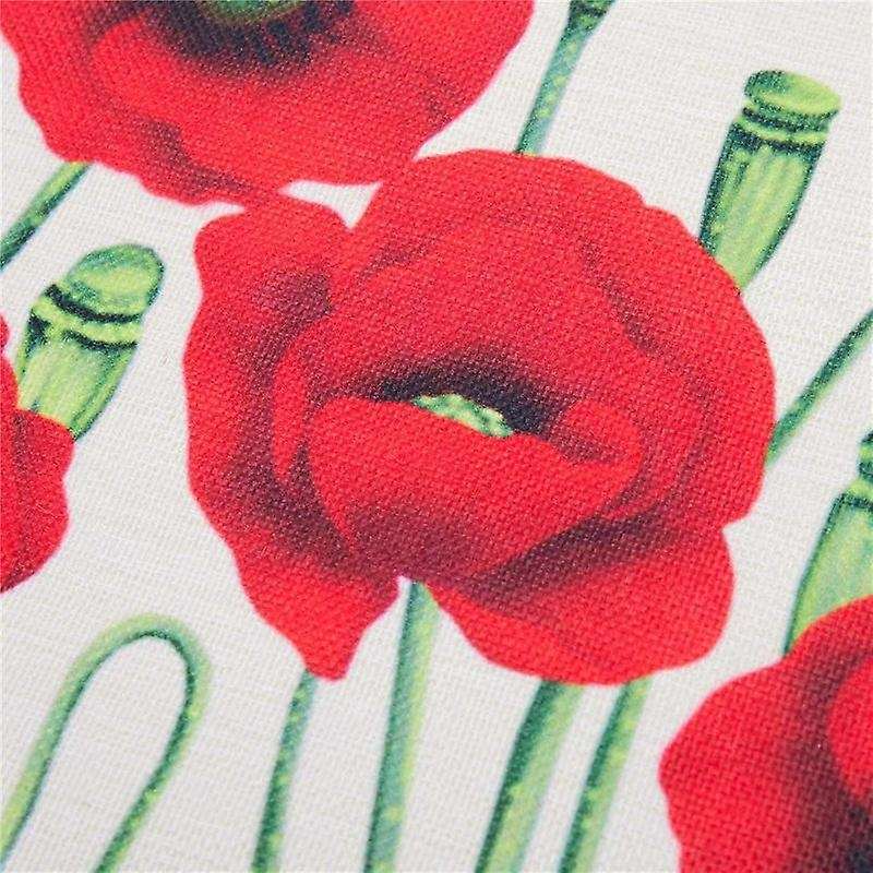 3x Oil Painting Red Poppy Linen Cover 18 Inch X18 Inch: Red + Green