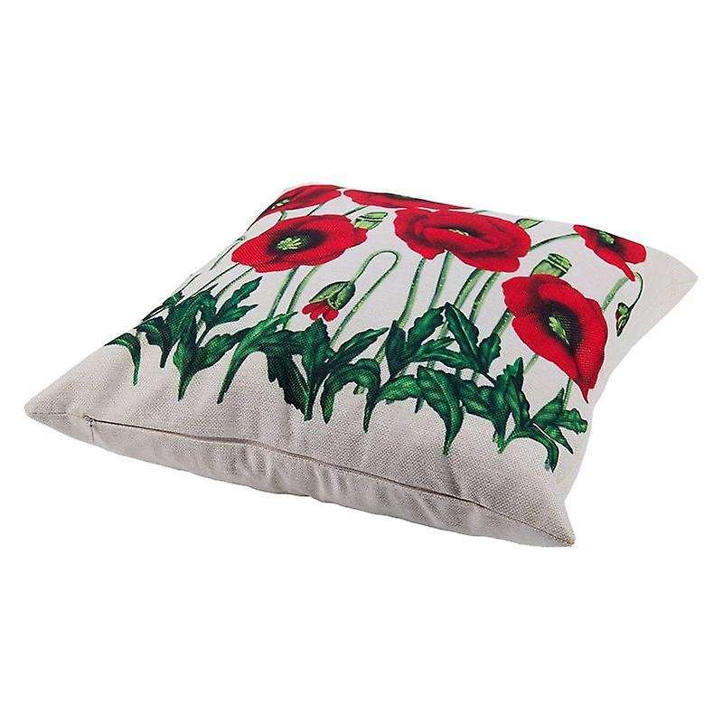 3x Oil Painting Red Poppy Linen Cover 18 Inch X18 Inch: Red + Green
