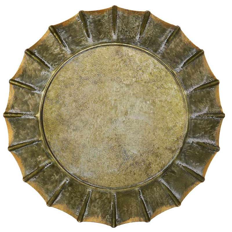 Antique Metal Tray Ribboned Round Iron Tray Rustic Retro Tray-l