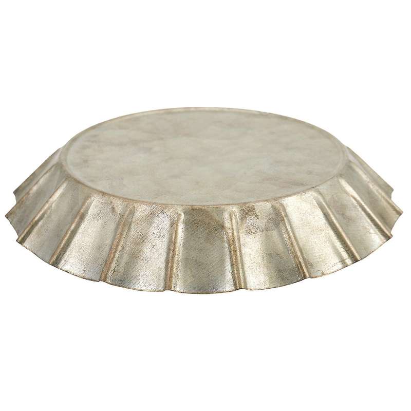 Antique Metal Tray Ribboned Round Iron Tray Rustic Retro Tray-l