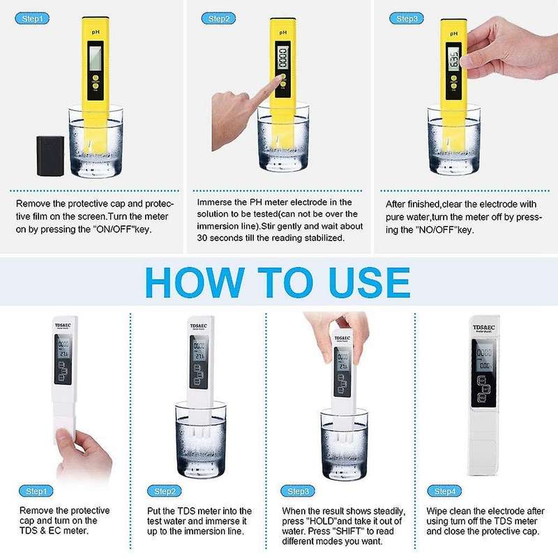 Ph Meter and Tds Meter,digital Water Quality Tester, 0-9990 Ppm