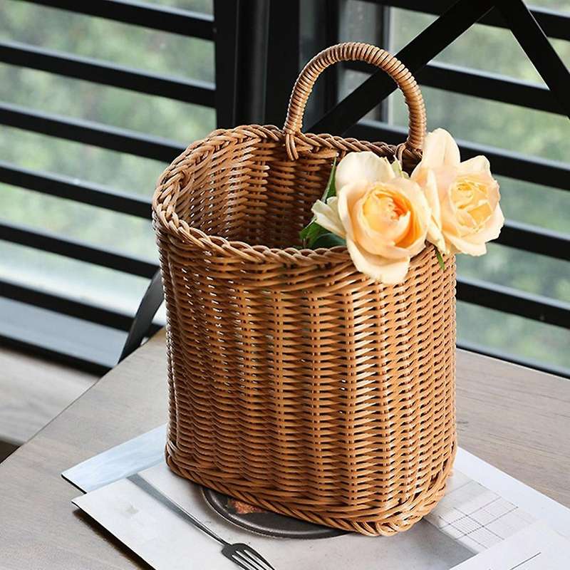 Kitchen Storage Basket with Handle Woven Hanging Baskets S