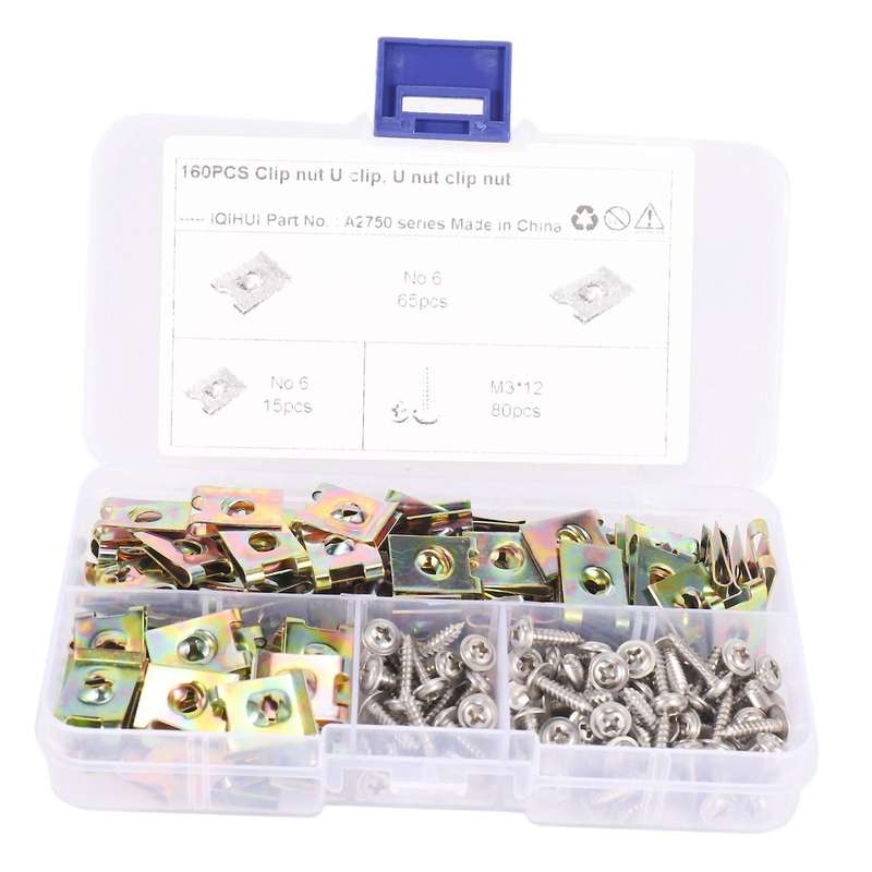 160pcs Fixed Nut Stainless Steel U-shaped 80pcs Set M3 Spring
