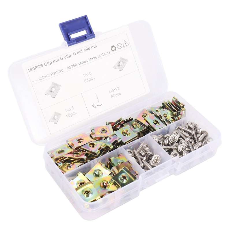 160pcs Fixed Nut Stainless Steel U-shaped 80pcs Set M3 Spring