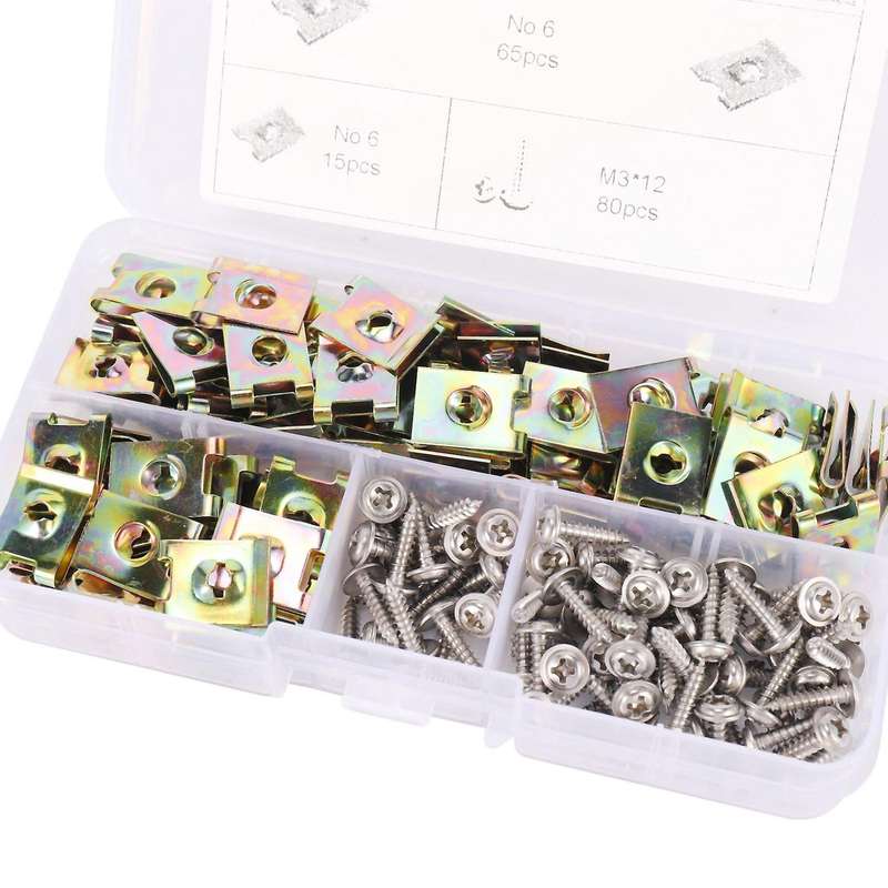 160pcs Fixed Nut Stainless Steel U-shaped 80pcs Set M3 Spring