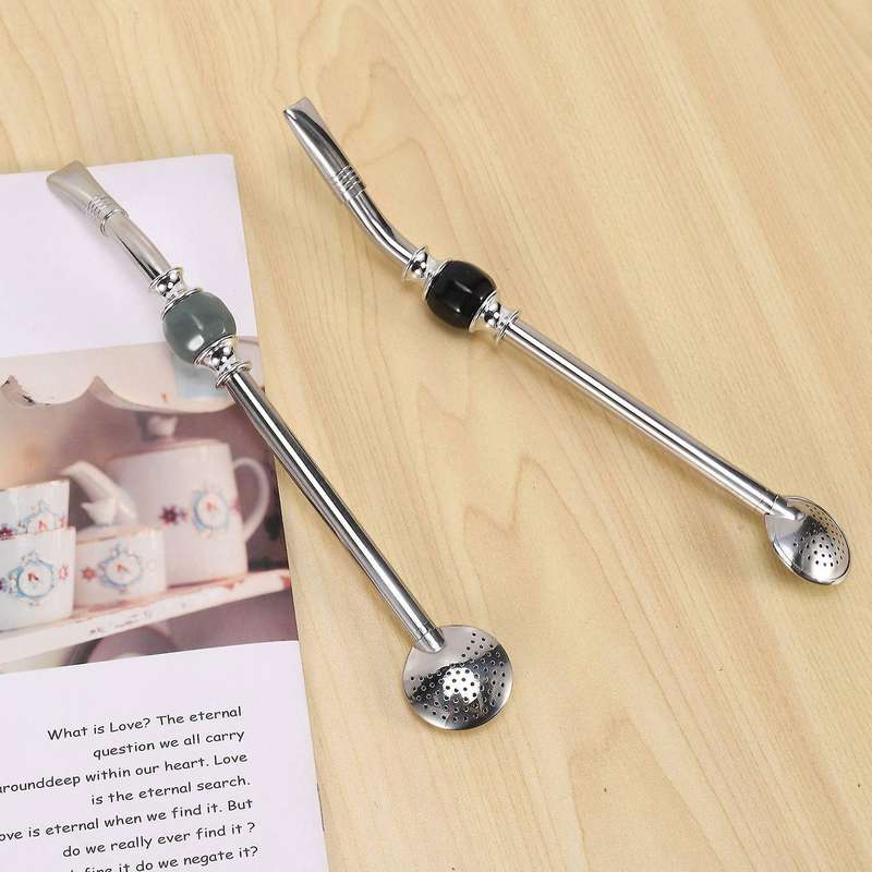 Stainless Steel Spoon Straw 8.6 Inch,set Of 2 Removable Straw Brush