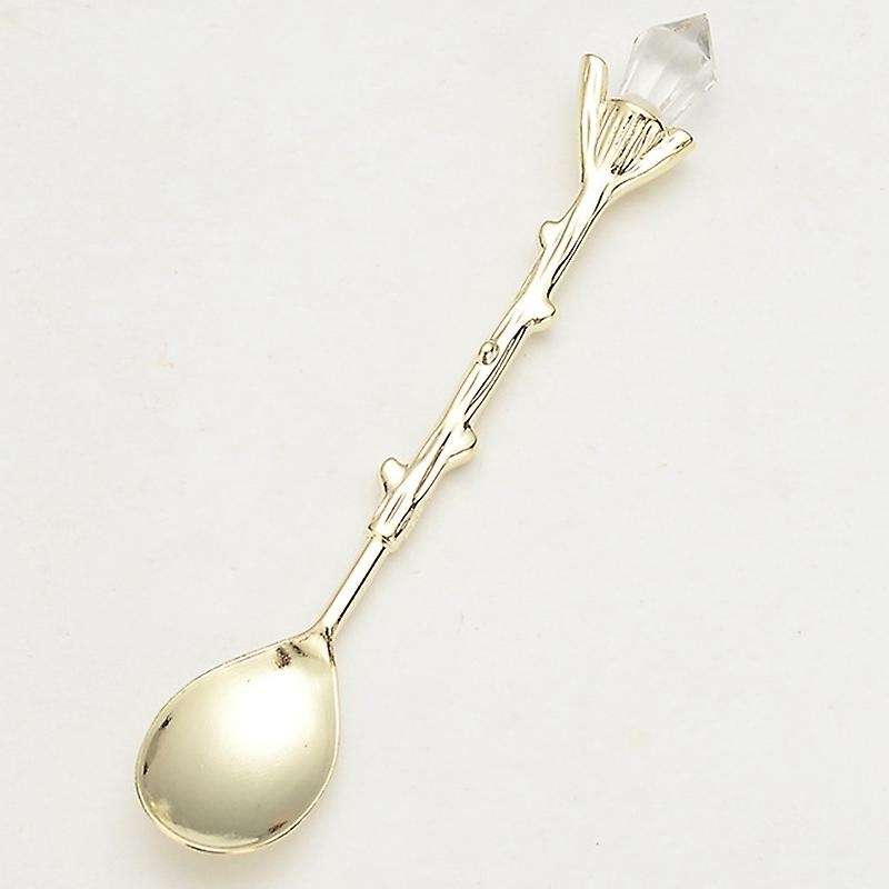 16 Pcs Retro Crystal Head Branch Alloy Small Spoon Creative Mug Spoon