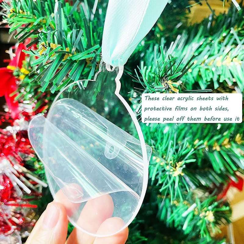 20pcs 3 Inch Clear Acrylic Ornaments for Christmas Tree Decoration