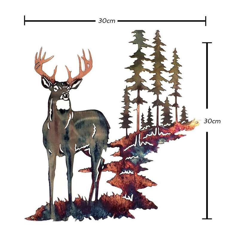 Metal Deer Wall Art Forest Deer Wall Decor Metal Tree Deer Wall Art