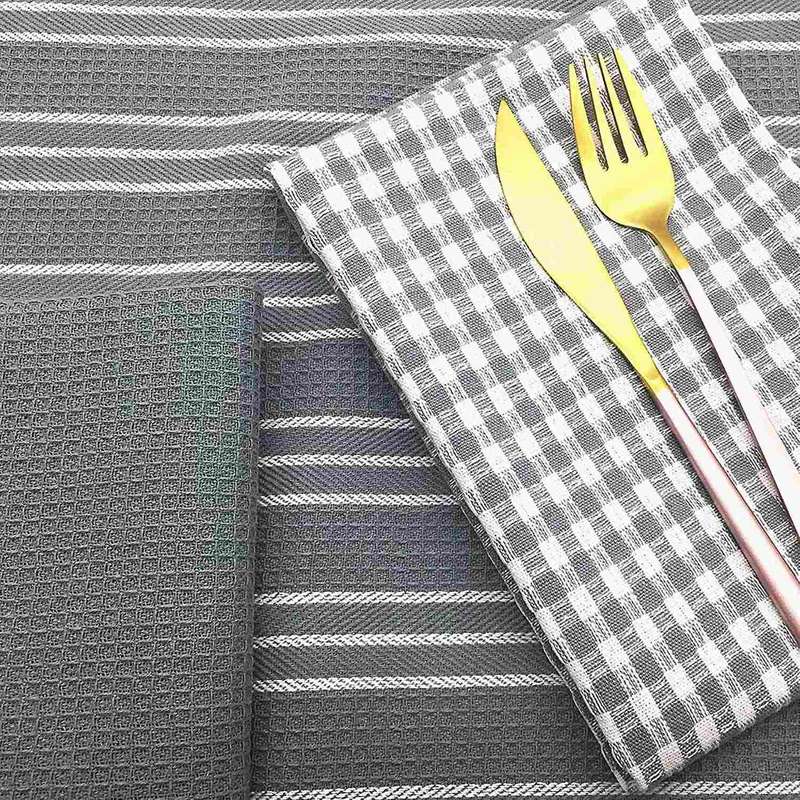 Towels,natural Cotton,18 X 25 Inch,3 Pack,white with Grey Stripe