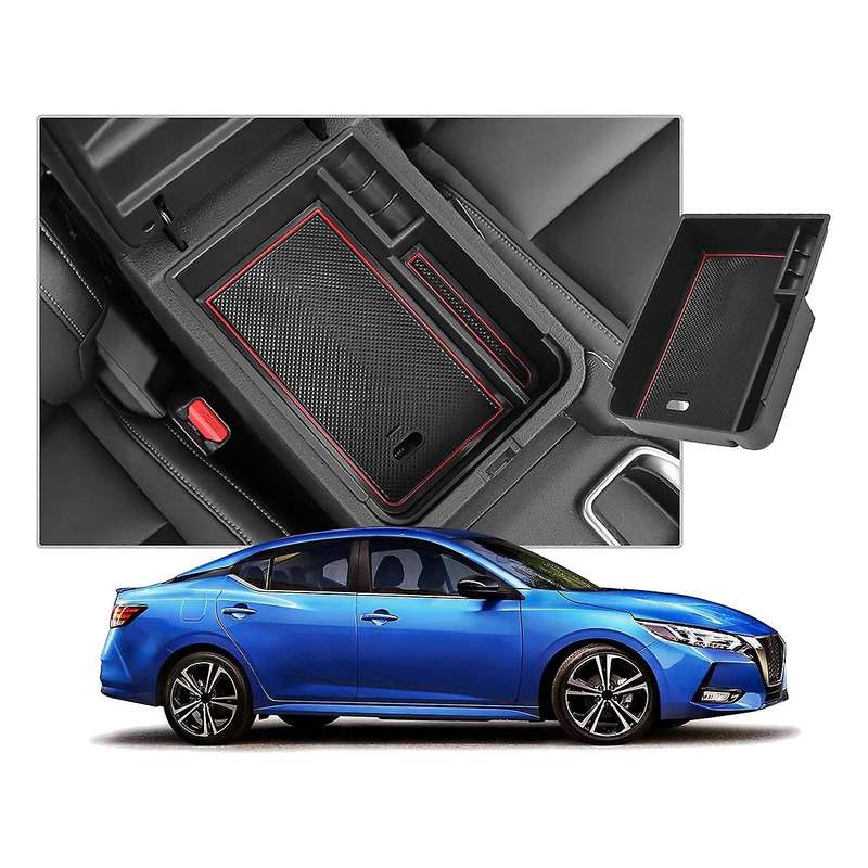Car Central Console Armrest Box for Nissan Sentra 2020-2022 Red