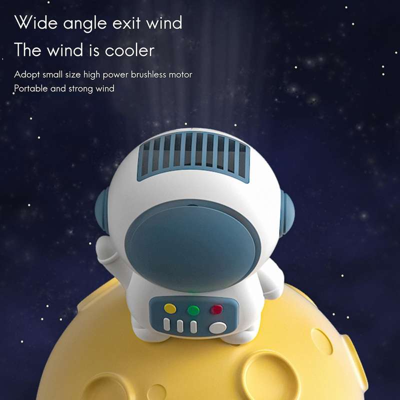 Cartoon Handheld Fan Leafless Silent Usb for Home Office Navy Blue