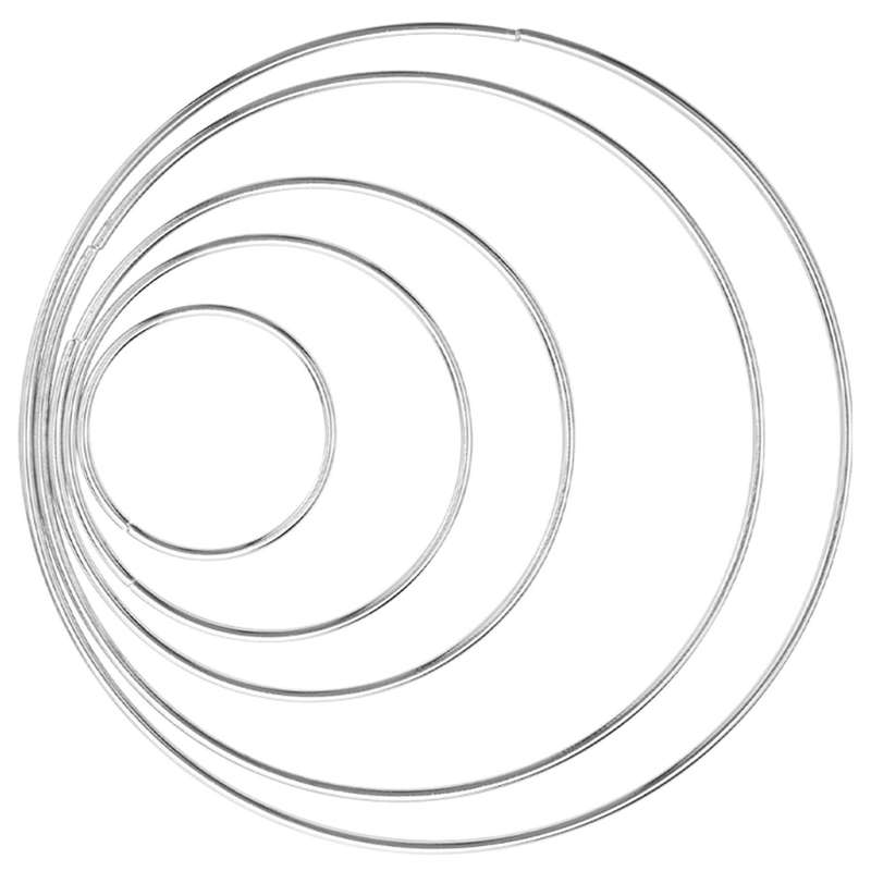 Metal Rings Hoops 15 Pieces Silver Rings for Dream Catcher,5 Sizes