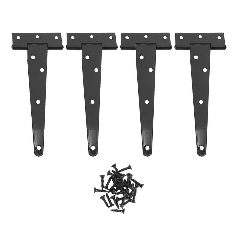 4 Pcs 6 Inch Door Hinges T-strap Tee for Wooden Gates Hinges (black)