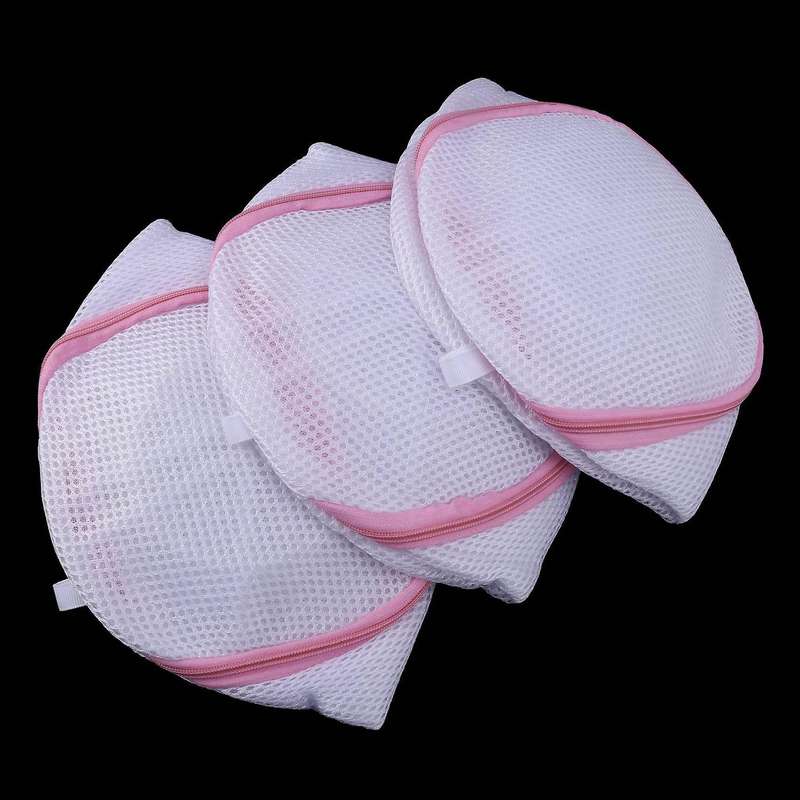 Filets A Linge Lot De 3, Proteger 15 Cm H X 17cm Dia (blanc + Rose)
