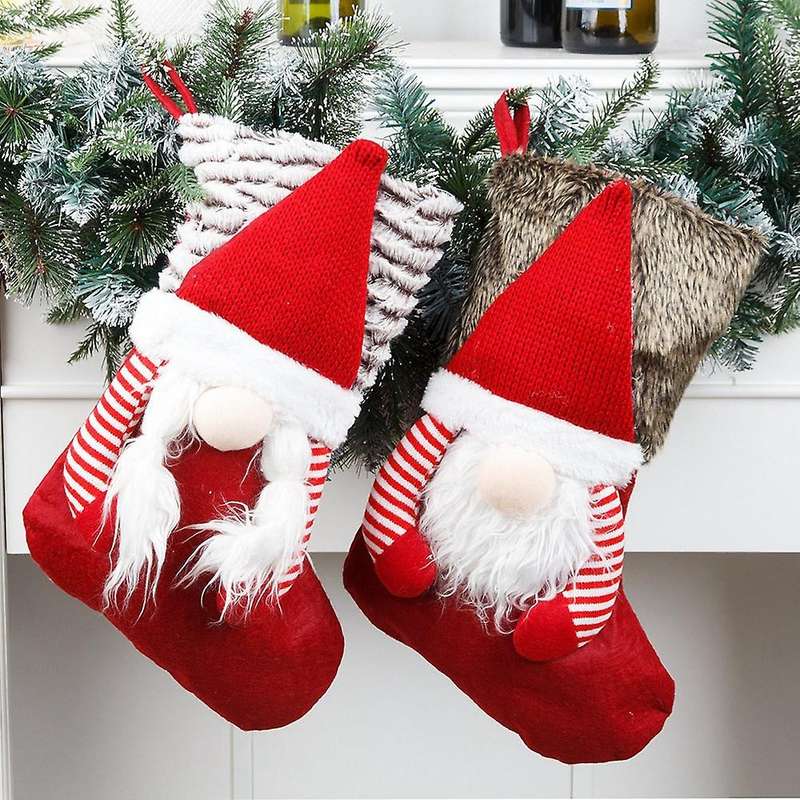 2pcs Large Christmas Stocking Christmas Candy Gift Bag