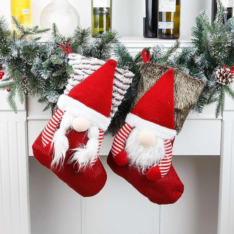 2pcs Large Christmas Stocking Christmas Candy Gift Bag