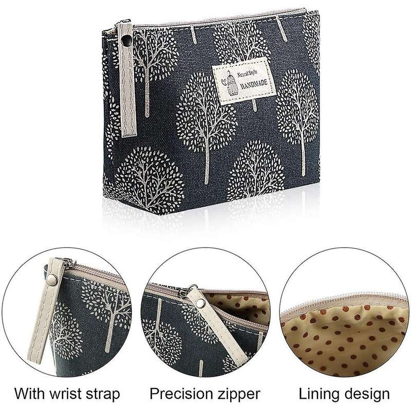 4pcs Canvas Cosmetic Bags for Women Girl Vacation Travel,4 Styles,b