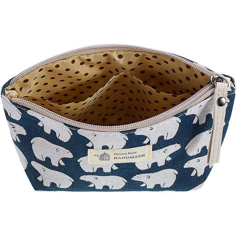 4pcs Canvas Cosmetic Bags for Women Girl Vacation Travel,4 Styles,b