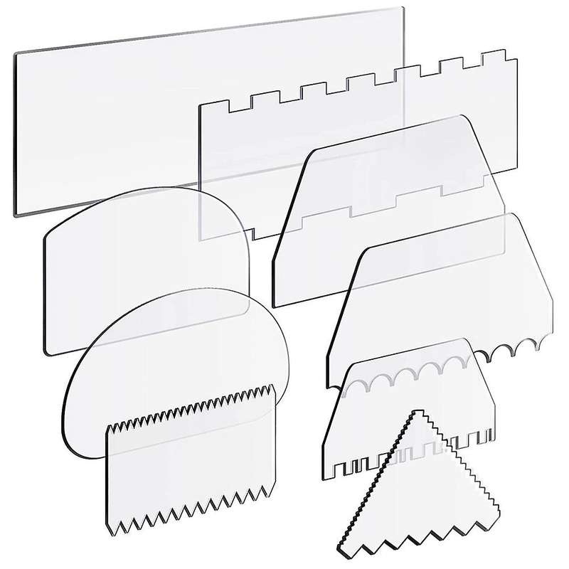 Acrylic Cake Scrapers Clear Cake Icing Scraper Cake Edge Stripe